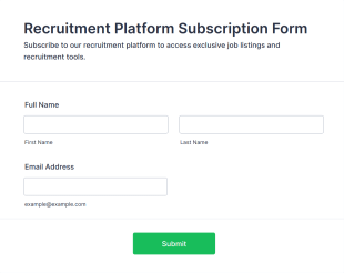 Recruitment Platform Subscription Form Template