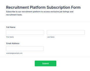 Recruitment Platform Subscription Form Template