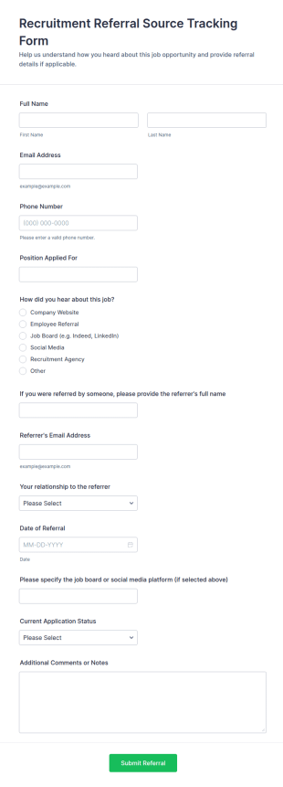 Recruitment Referral Source Tracking Form Template