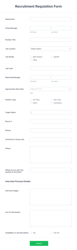 Recruitment Requisition Form Template