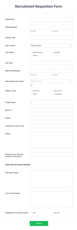 Recruitment Requisition Form Template