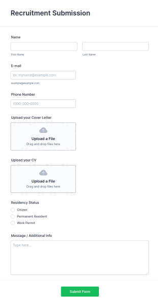 Recruitment Submission Form Template