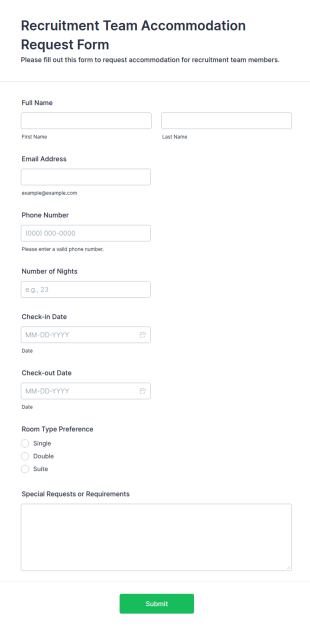 Recruitment Team Accommodation Request Form Template