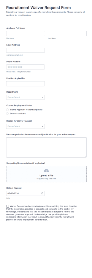 Recruitment Waiver Request Form Template