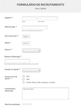 Recrutamento Mib Gaming Form Template