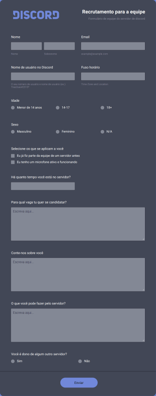 Recrutamento Para A Equipe Form Template