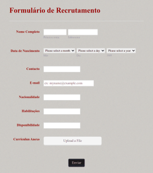 Recrutamento Form Template