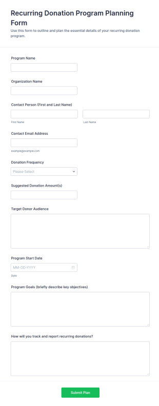 Recurring Donation Program Planning Form Template