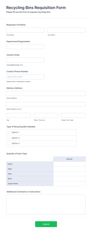Recycling Bins Requisition Form Template