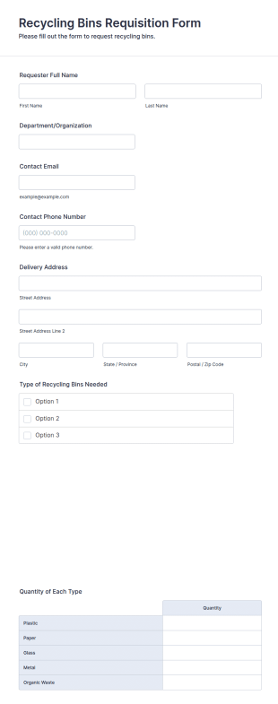Recycling Bins Requisition Form Template