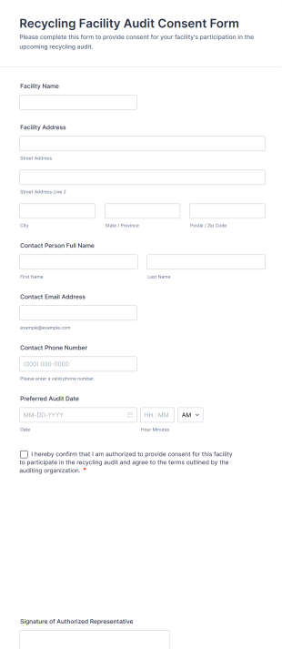Recycling Facility Audit Consent Form Template