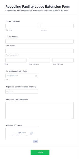 Recycling Facility Lease Extension Form Template