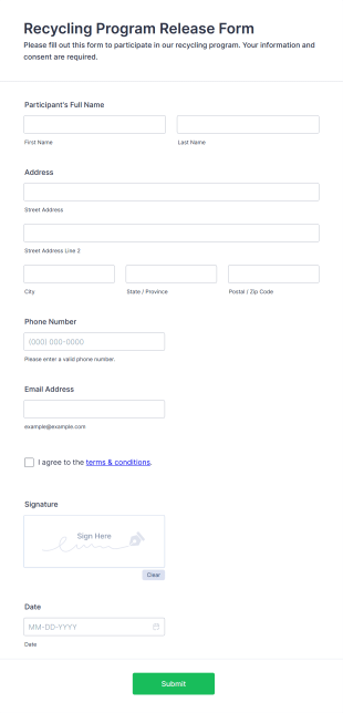 Recycling Program Release Form Template