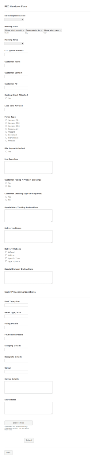 RED Handover Form Template