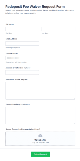 Redeposit Fee Waiver Request Form Template