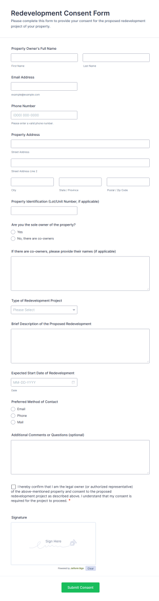 Redevelopment Consent Form Template