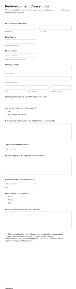 Redevelopment Consent Form Template