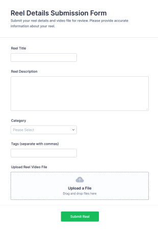 Reel Details Submission Form Template