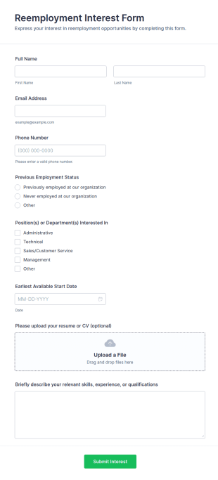 Reemployment Interest Form Template