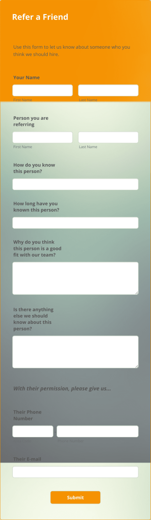 Refer A Friend Questionnaire Form Template