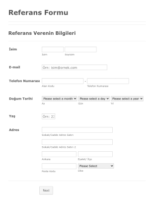 Referans Form Şablonu