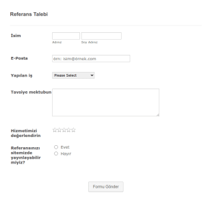 Referans Talebi Form Şablonu