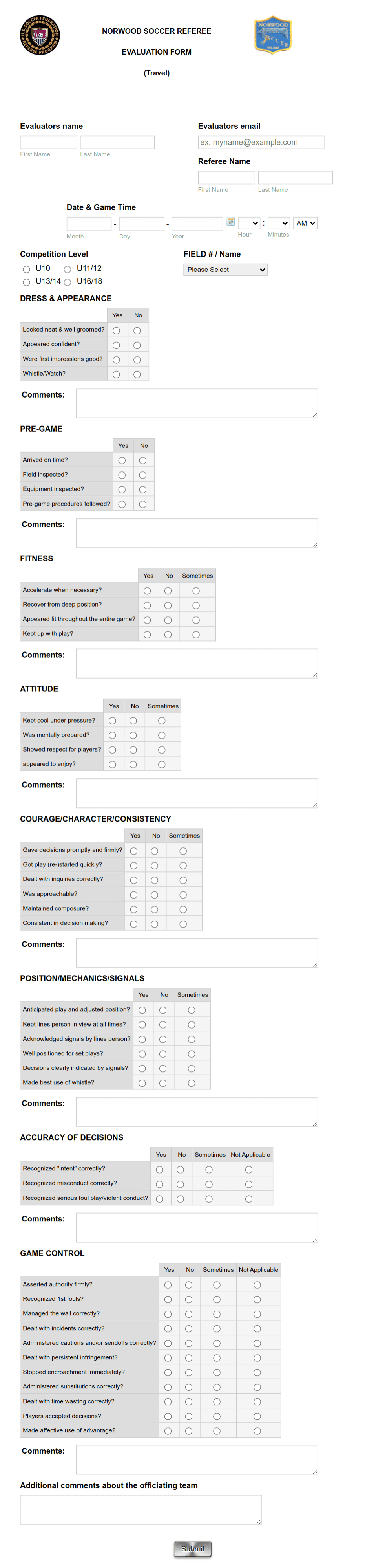 Referee Evaluation Form Template Jotform 2322