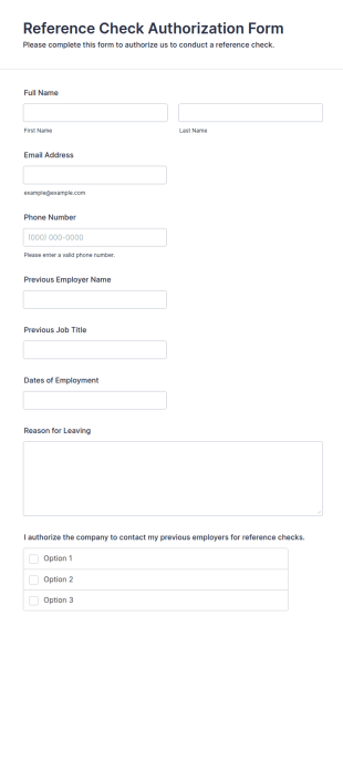 Reference Check Authorization Form Template