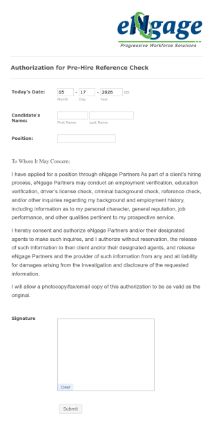 Reference Check Authorization Form Template