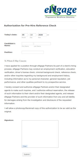 Reference Check Authorization Form Template
