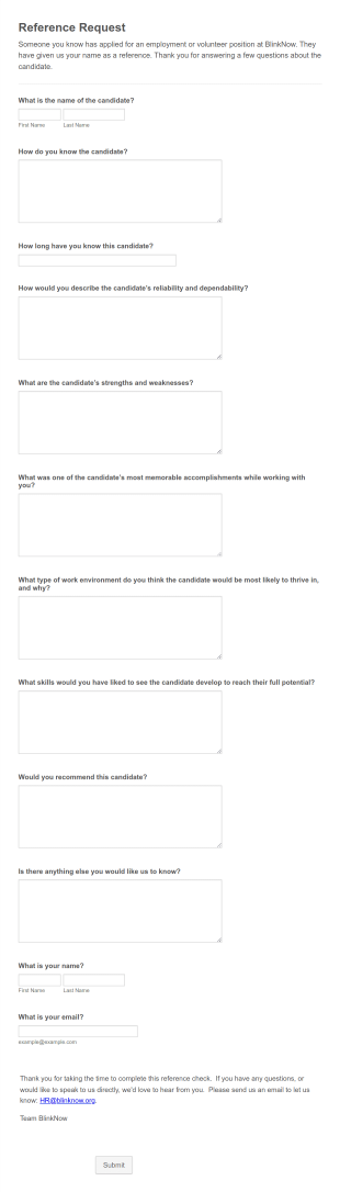 Reference Information Form Template