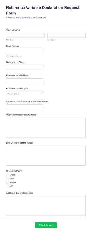 Reference Variable Declaration Request Form Template