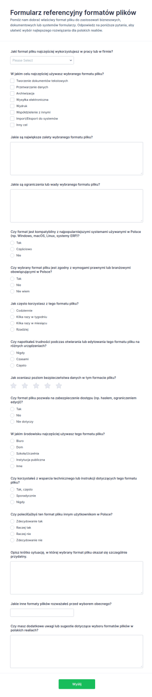 Referencyjny Formularz Formatu Plików