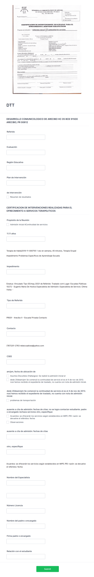 Referido Form Template