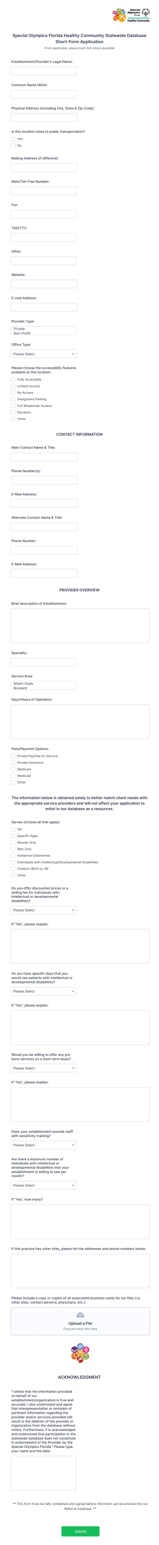Referral Database Application Form Template