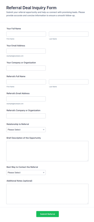 Referral Deal Inquiry Form Template