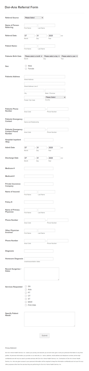 Referral Form Template