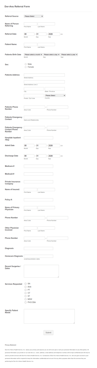 Referral Form Template