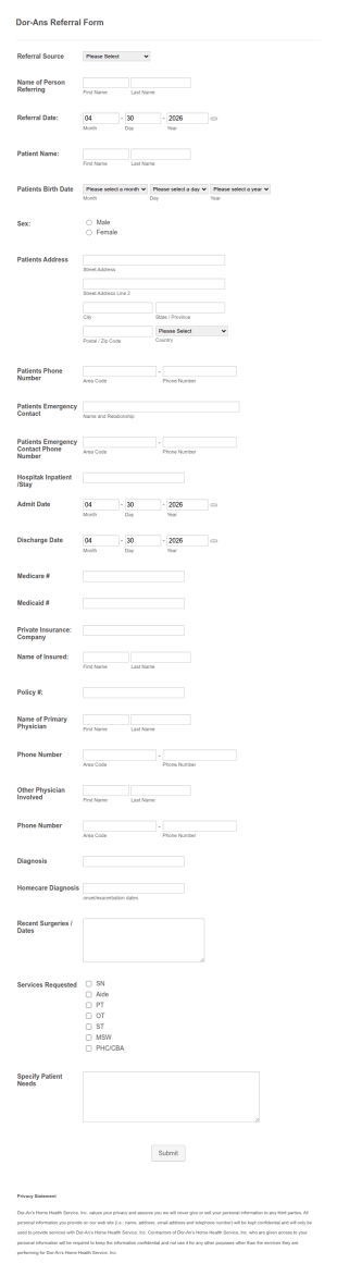 Referral Form Template