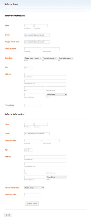 Website Referral Form Template