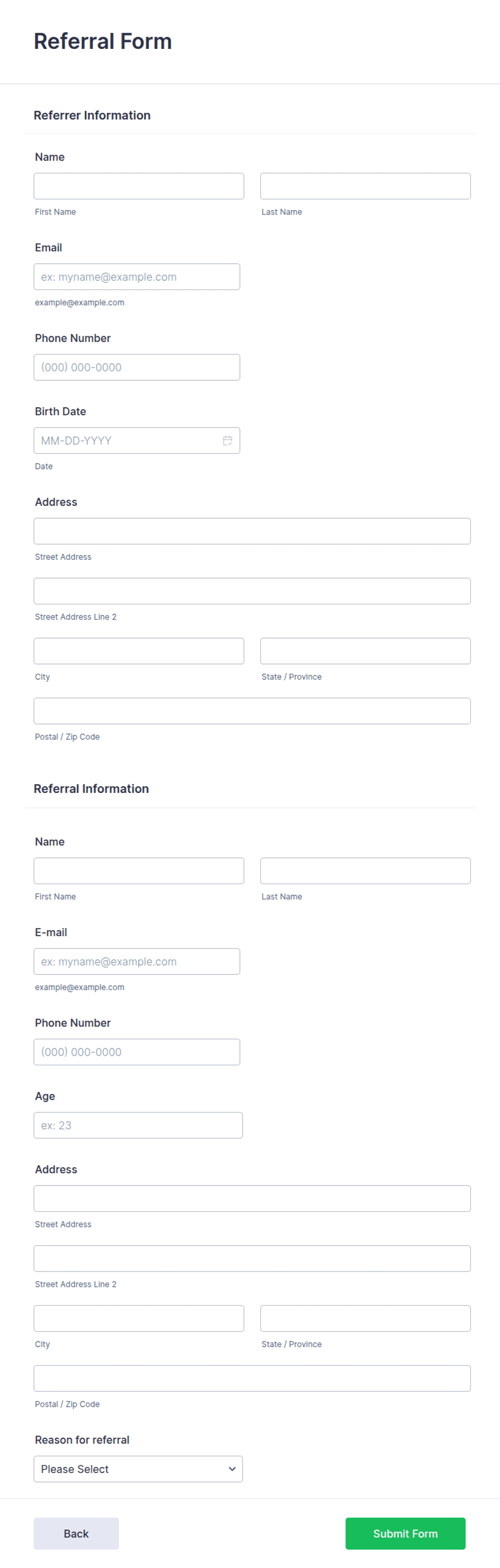 Salt Referral Example Referral Form Template | Jotform