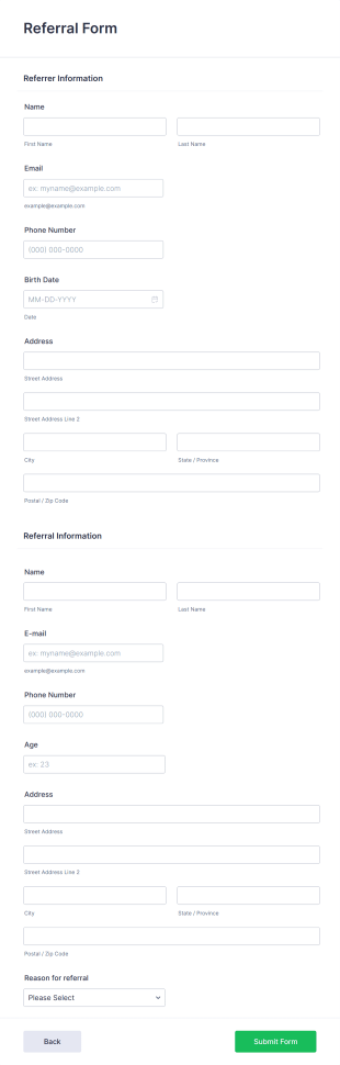 Referral Form Template