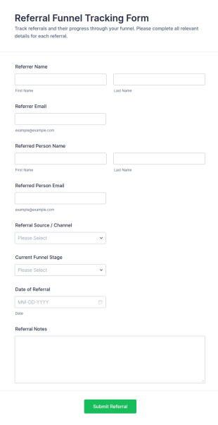 Referral Funnel Tracking Form Template