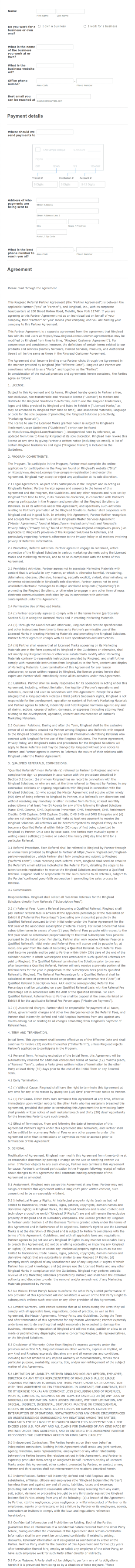 Referral Partner Signup Form Template