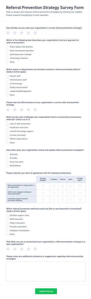 Referral Prevention Strategy Survey Form Template