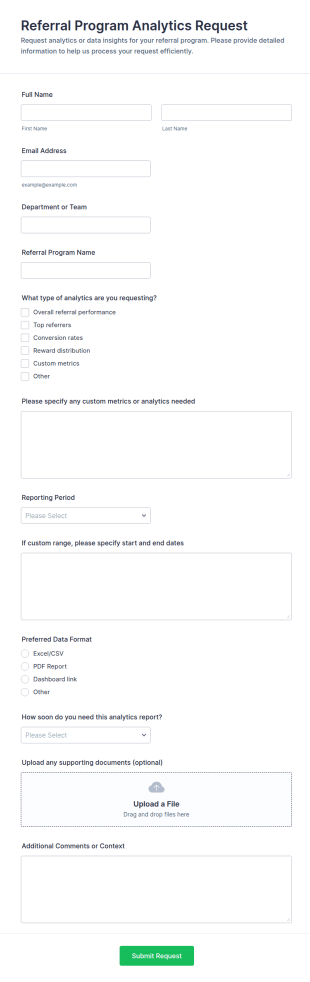 Referral Program Analytics Request Form Template
