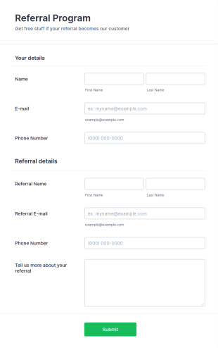 Referral Program Form Template