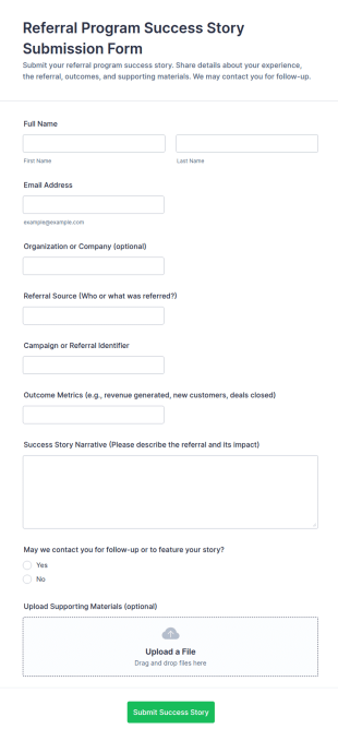 Referral Program Success Story Submission Form Template