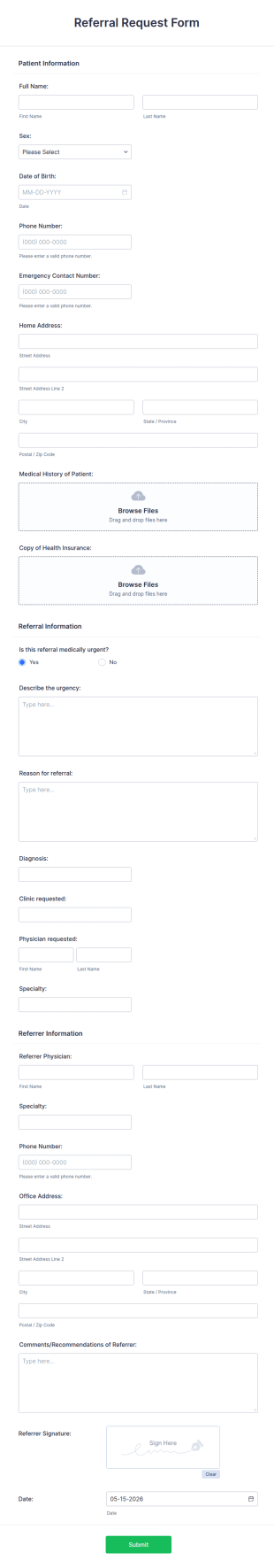 Referral Request Form Template