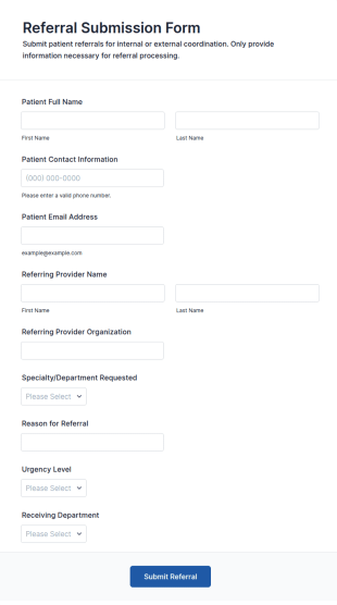 Referral Submission Form Template